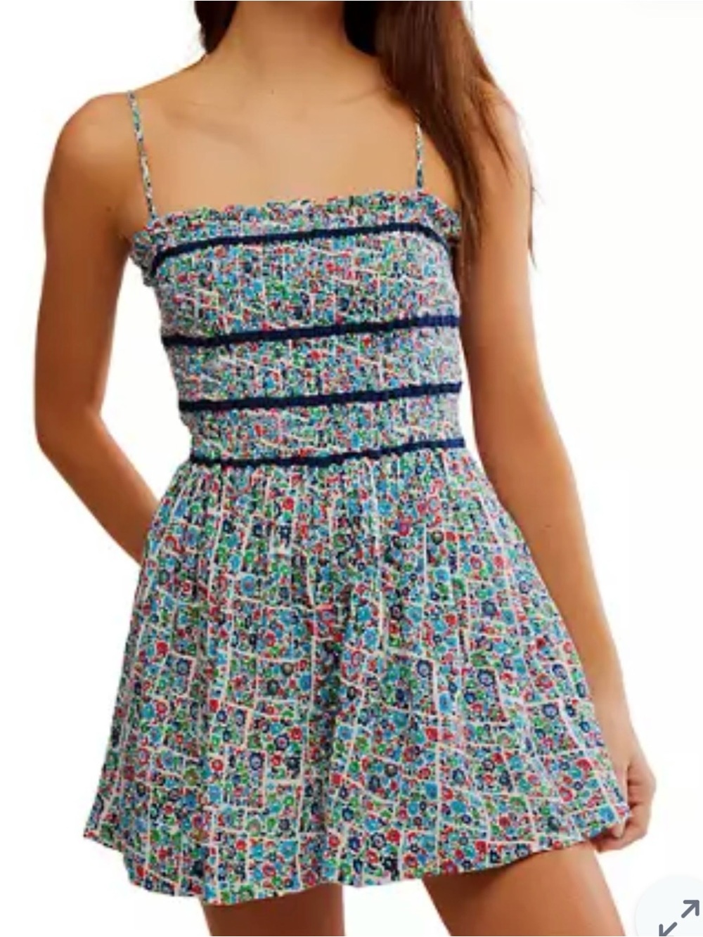 Free People "Bali Checked Out" Printed Romper